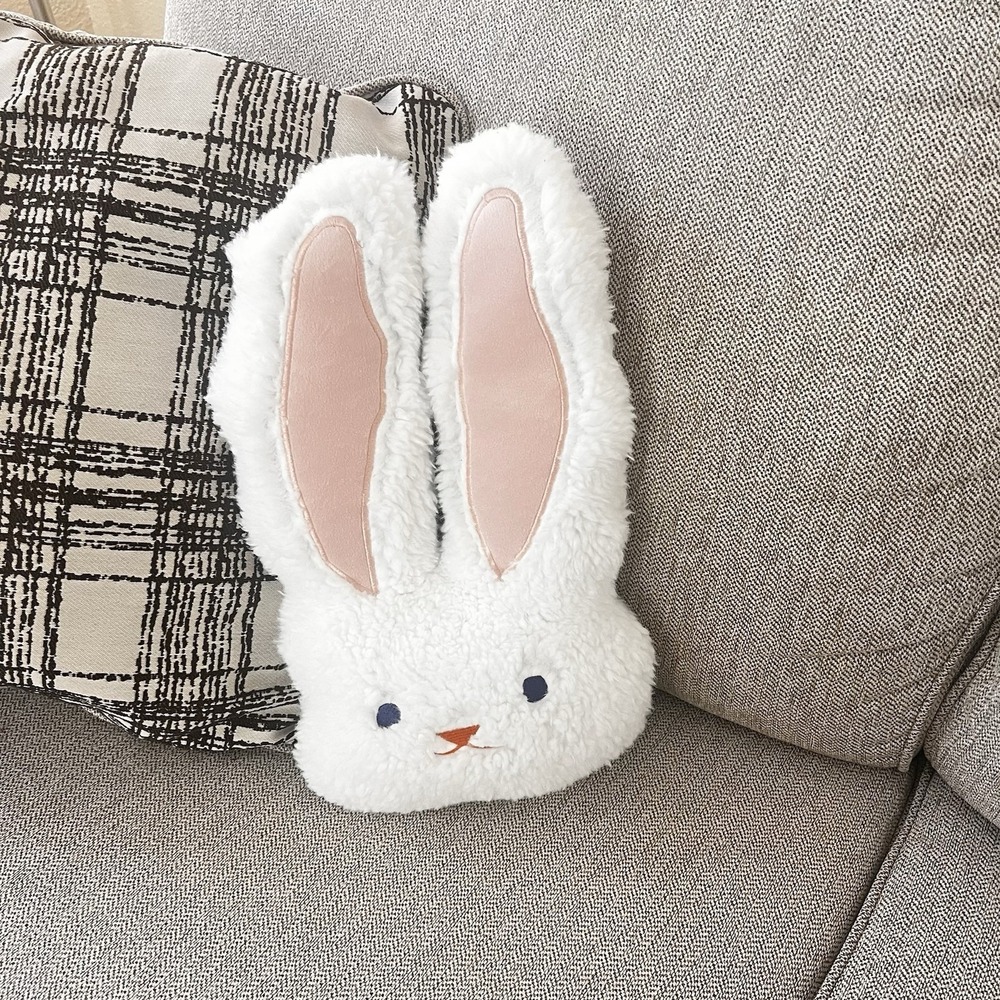 Target Room Essentials Easter Bunny Pillow White Plush Spring Toss Pillow 9.5x16